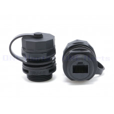 ODVA RJ45-M21 CAT.6 RJ45直通面板插座+防水蓋 M21圓形rj45防水連接器工業乙太網橋接器 防水插頭網路防水接頭